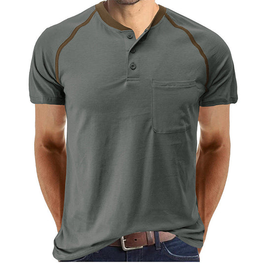 Henley Collar Cotton T-shirt