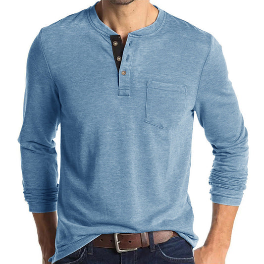 Men's Cotton Multi Colour Henley Collar Long Sleeve Shirts