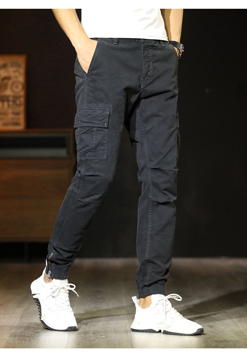 Men Pockets Cotton Leisure Jogger Cargo Pants
