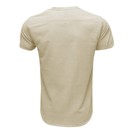 Men's Linen Cotton Summer Henley Shirt