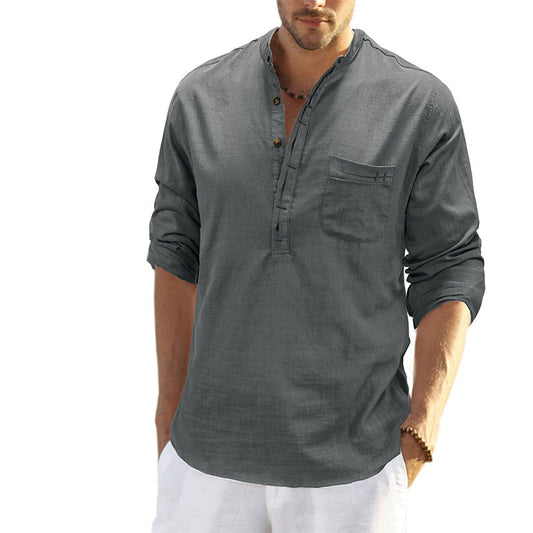 Men's Cotton Linen Long Sleeve Shirt
