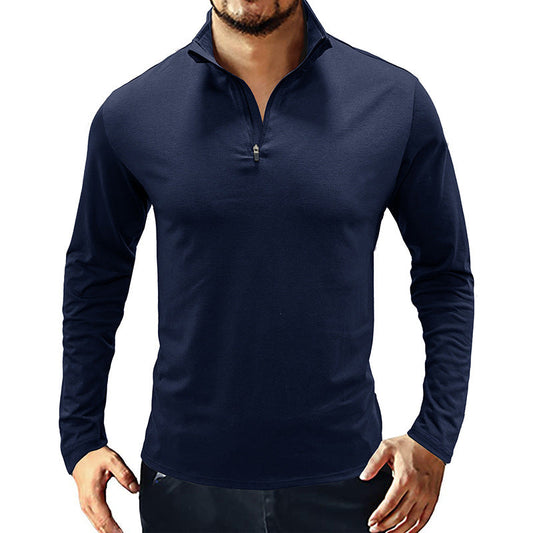 Men's Long Sleeve Polo Shirts Quarter-Zip Basic Cotton Shirts