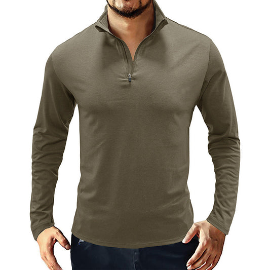 Men's Long Sleeve Polo Shirts Quarter-Zip Basic Cotton Shirts