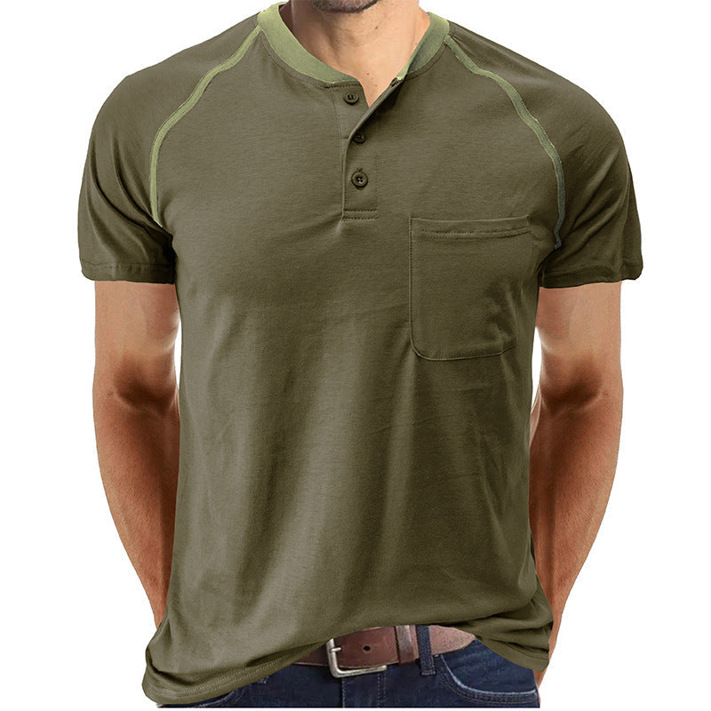 Henley Collar Cotton T-shirt