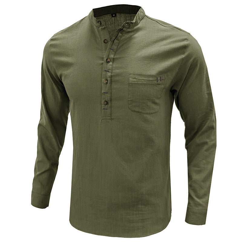 Men's  Cotton Linen Long Sleeve Shirt