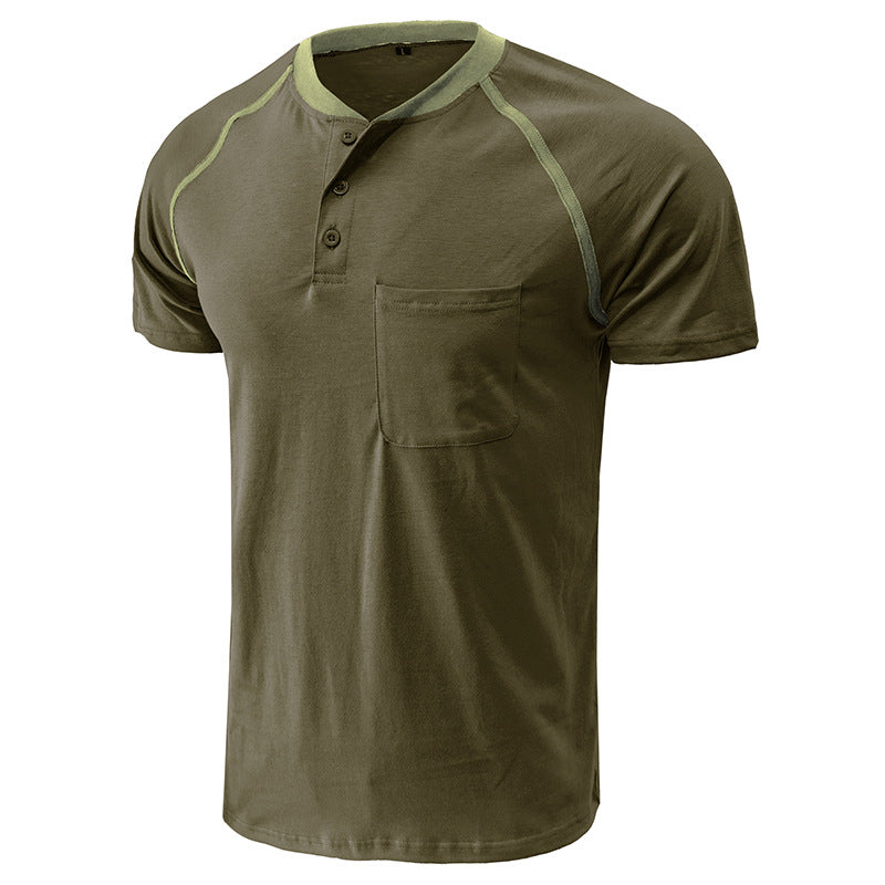 Henley Collar Cotton T-shirt
