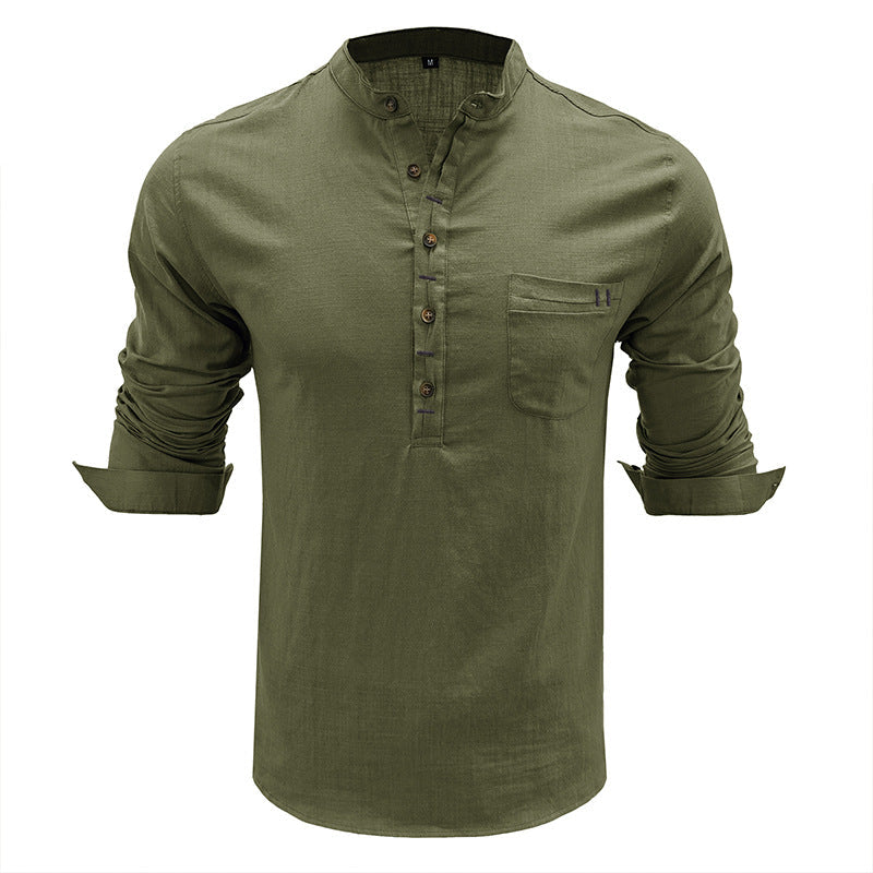 Men's  Cotton Linen Long Sleeve Shirt