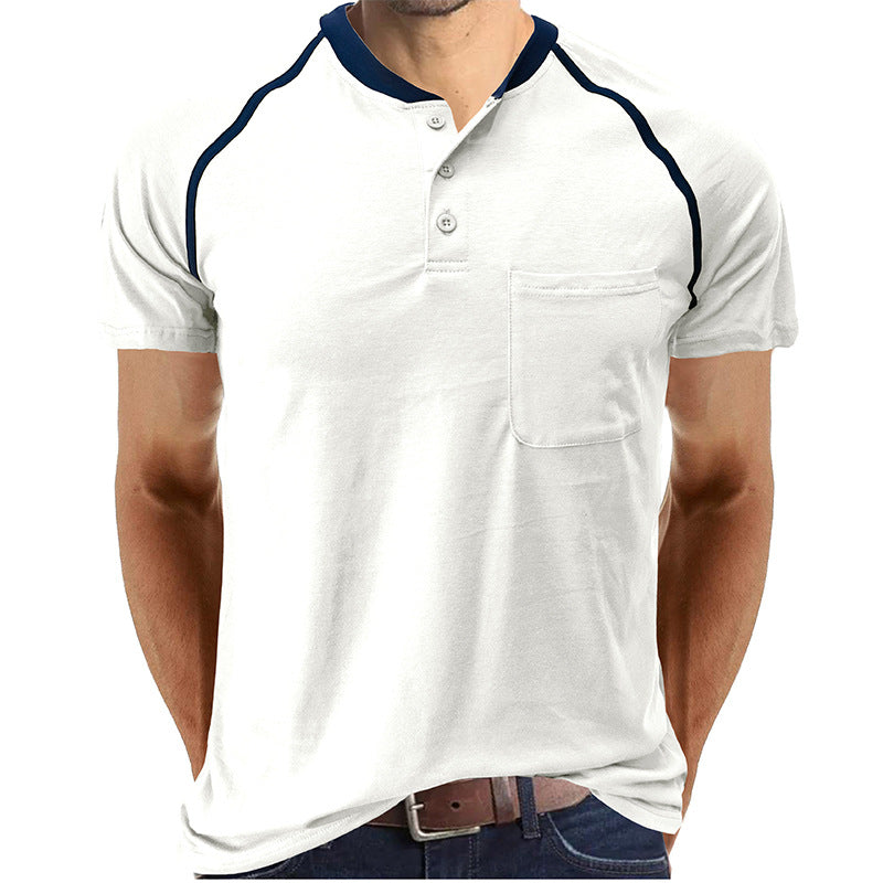 Henley Collar Cotton T-shirt
