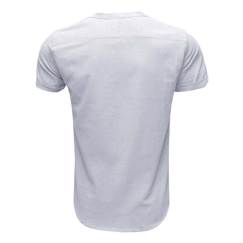 Men's Linen Cotton Summer Henley Shirt