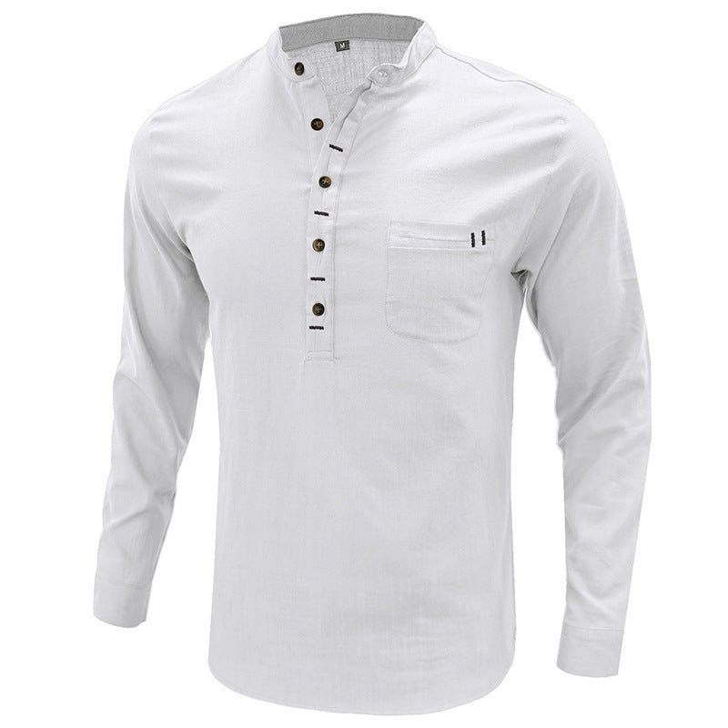 Men's  Cotton Linen Long Sleeve Shirt