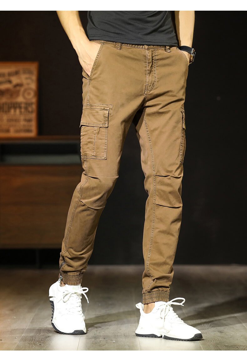 Men Pockets Cotton Leisure Jogger Cargo Pants