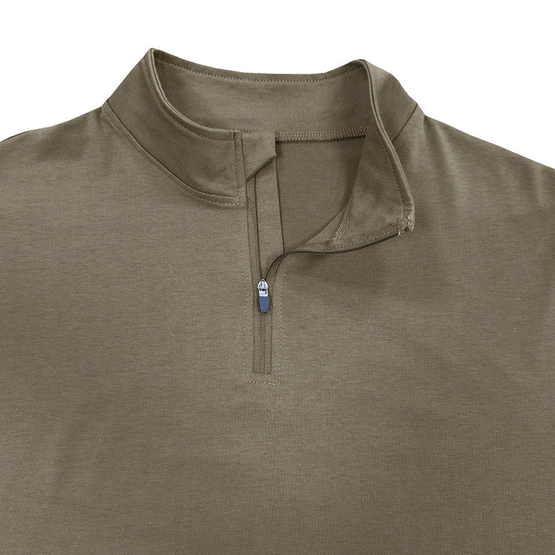 Men's Long Sleeve Polo Shirts Quarter-Zip Basic Cotton Shirts