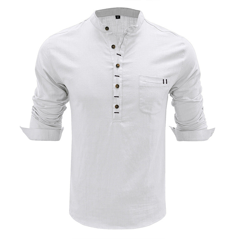 Men's  Cotton Linen Long Sleeve Shirt
