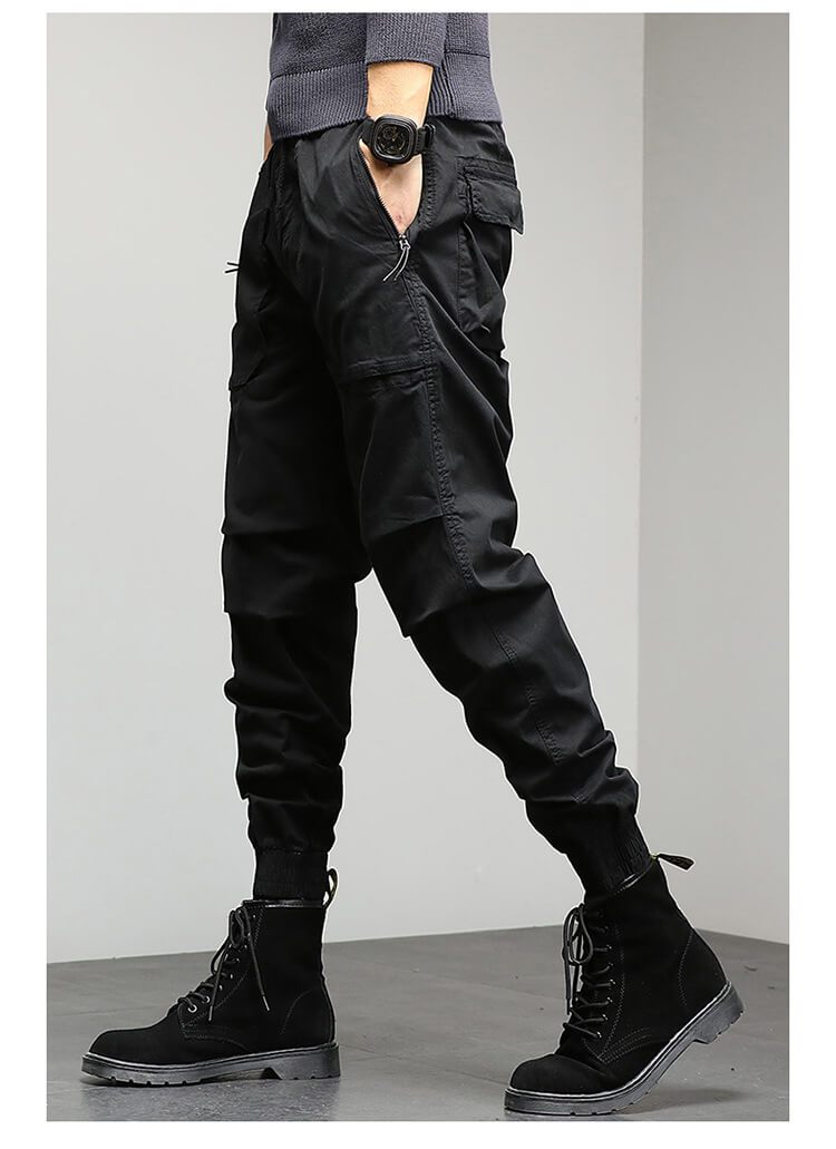 Men Cotton Elastic Waist Jogger Cargo Pants