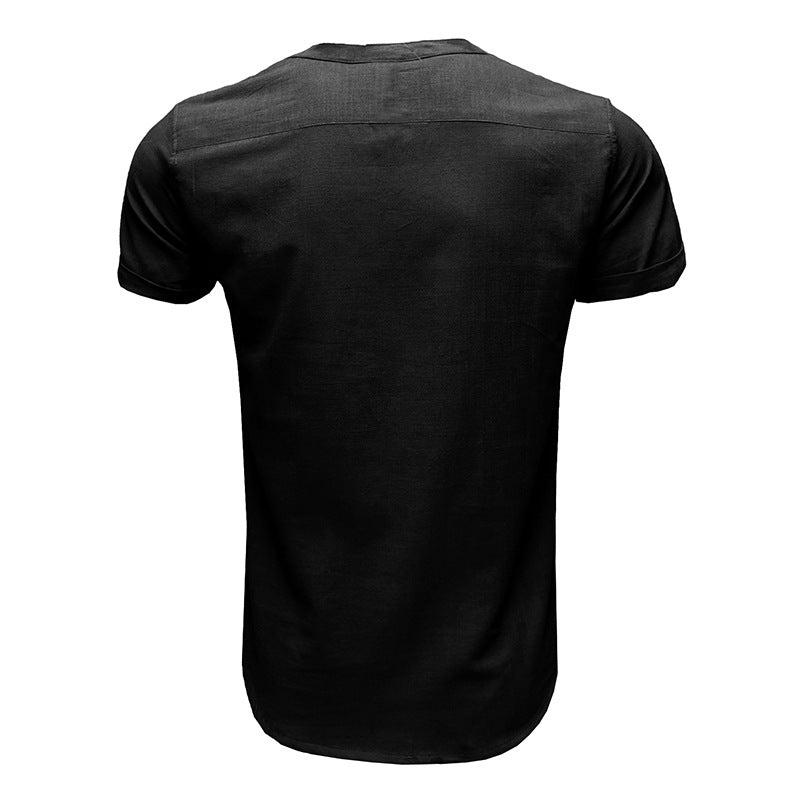 Men's Linen Cotton Summer Henley Shirt