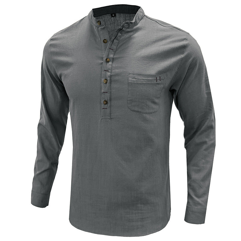 Men's  Cotton Linen Long Sleeve Shirt