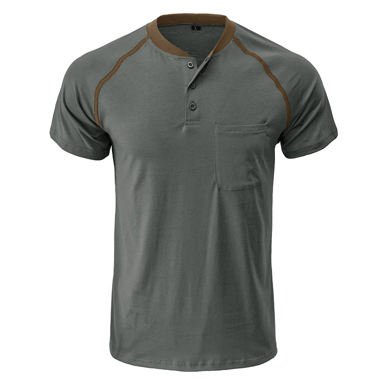 Henley Collar Cotton T-shirt