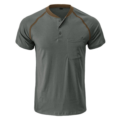 Henley Collar Cotton T-shirt