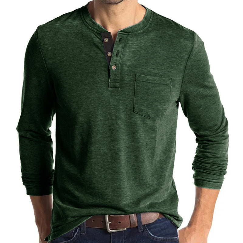 Men's Cotton Multi Colour Henley Collar Long Sleeve Shirts