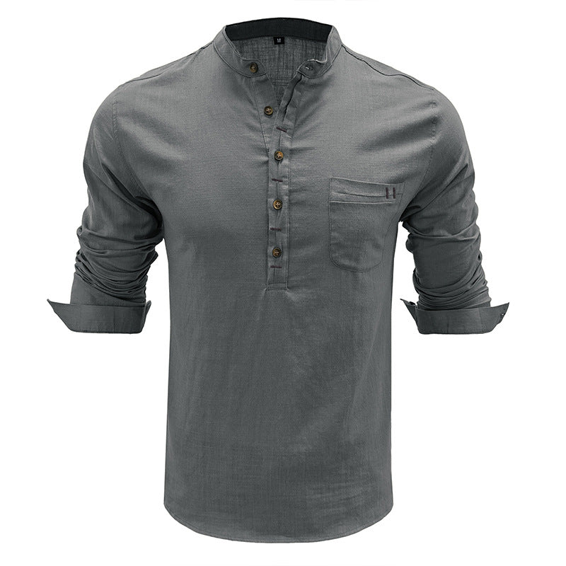 Men's  Cotton Linen Long Sleeve Shirt