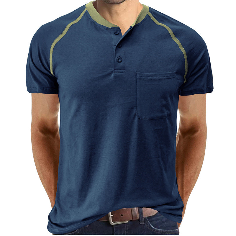 Henley Collar Cotton T-shirt