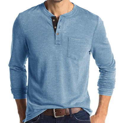 Men's Cotton Multi Colour Henley Collar Long Sleeve Shirts