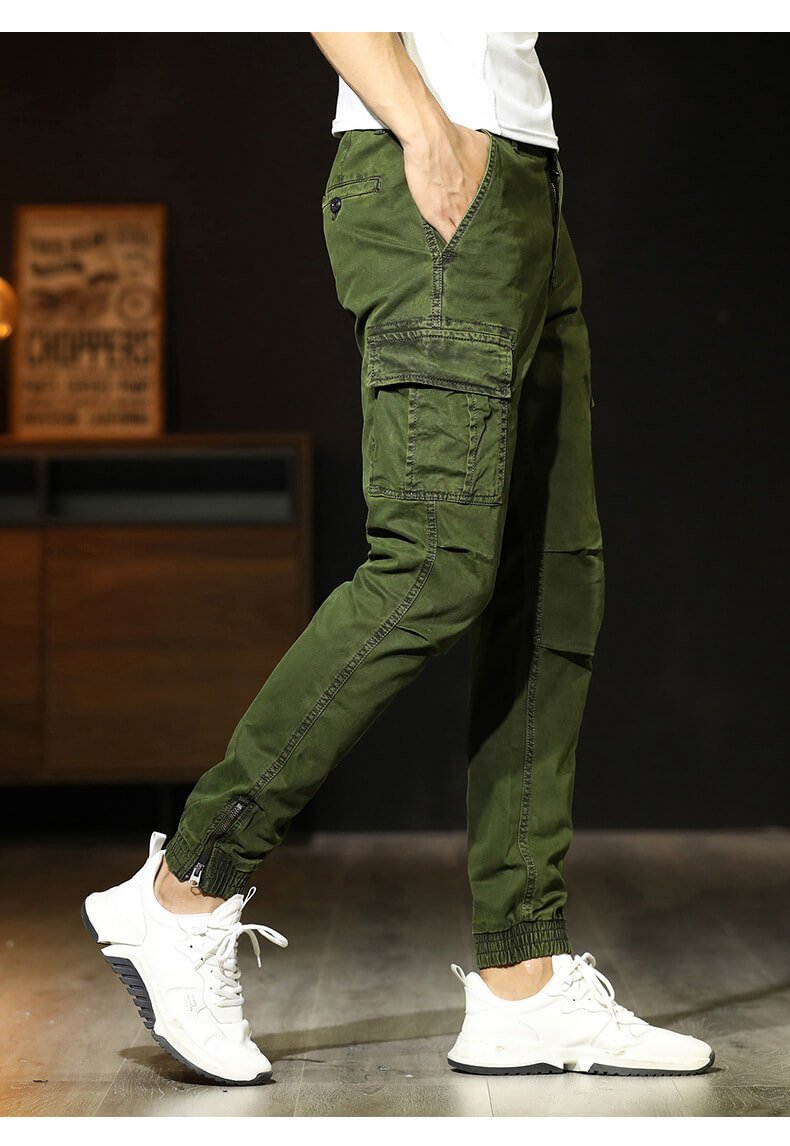 Men Pockets Cotton Leisure Jogger Cargo Pants