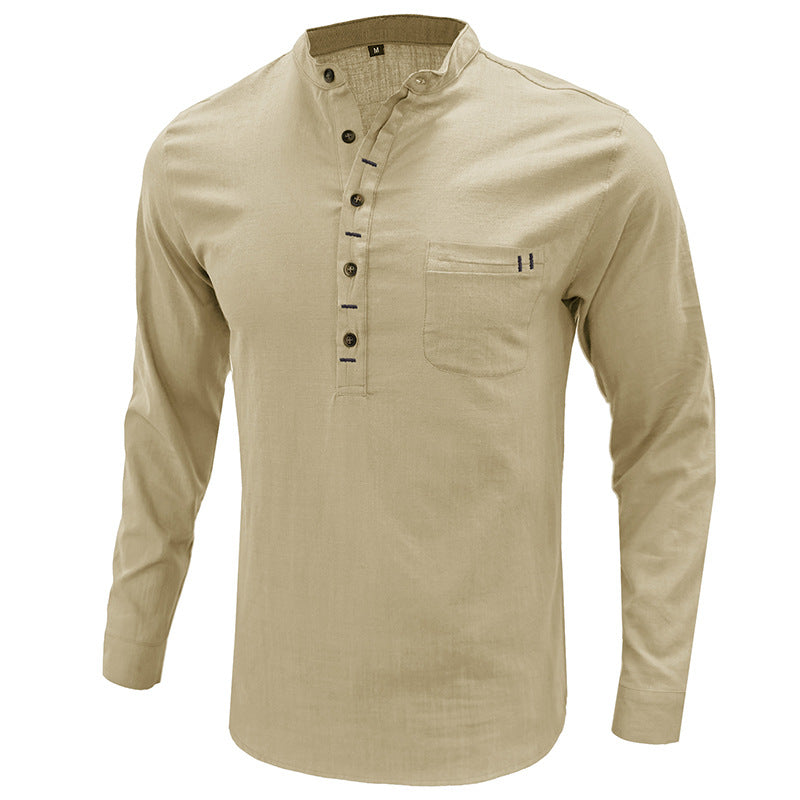 Men's  Cotton Linen Long Sleeve Shirt