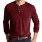 Men's Cotton Multi Colour Henley Collar Long Sleeve Shirts
