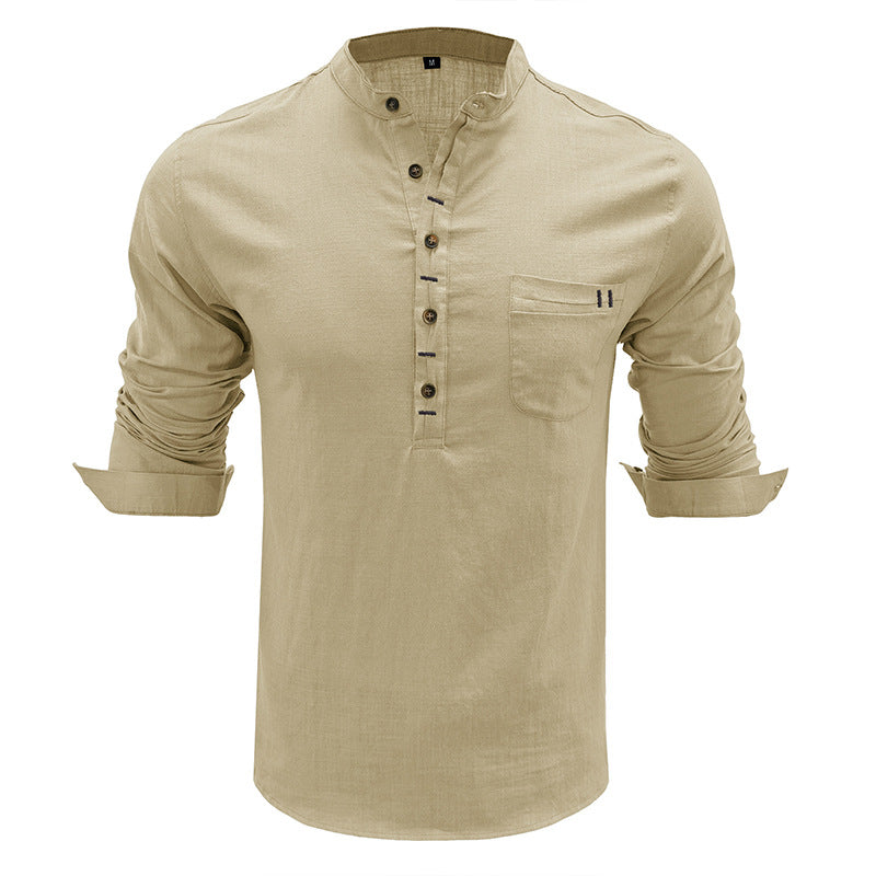 Men's  Cotton Linen Long Sleeve Shirt