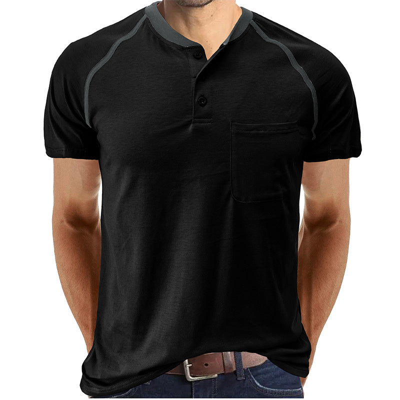 Henley Collar Cotton T-shirt
