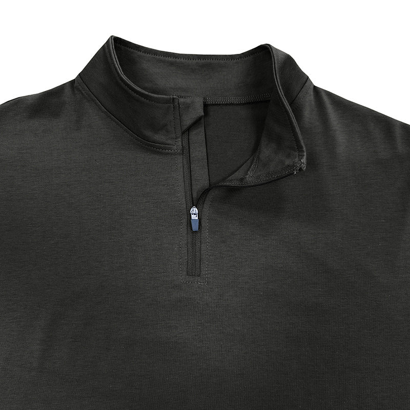 Men's Long Sleeve Polo Shirts Quarter-Zip Basic Cotton Shirts