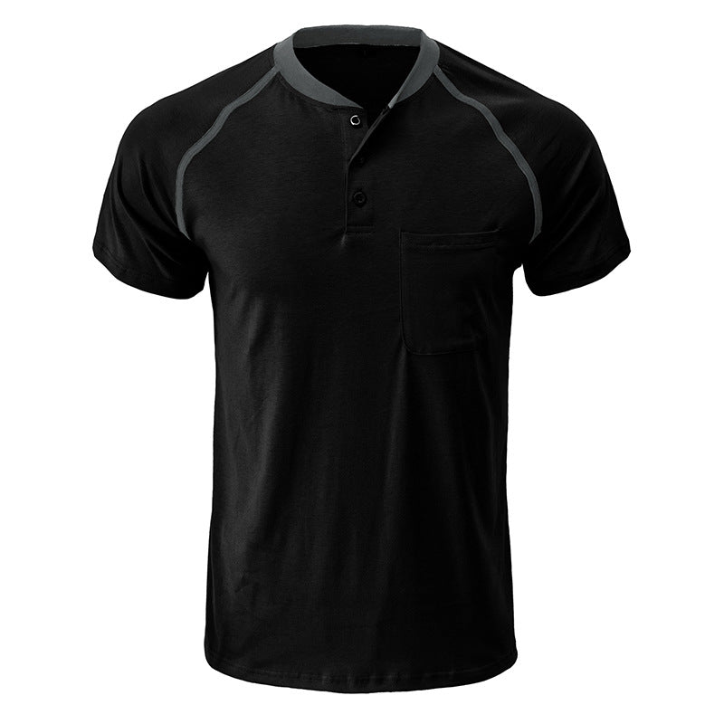 Henley Collar Cotton T-shirt