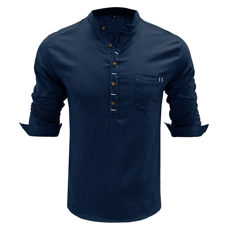 Men's  Cotton Linen Long Sleeve Shirt
