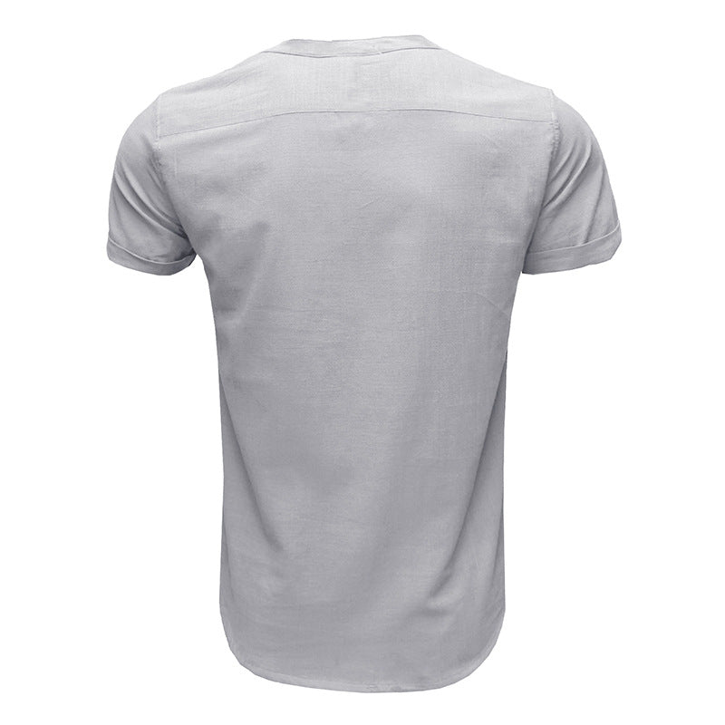 Men's Linen Cotton Summer Henley Shirt