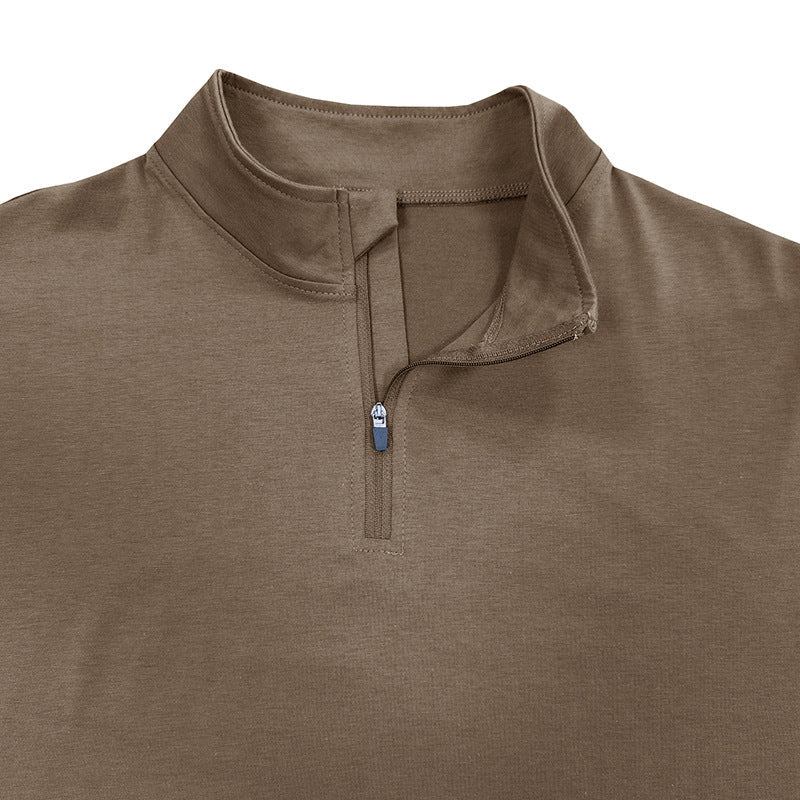 Men's Long Sleeve Polo Shirts Quarter-Zip Basic Cotton Shirts