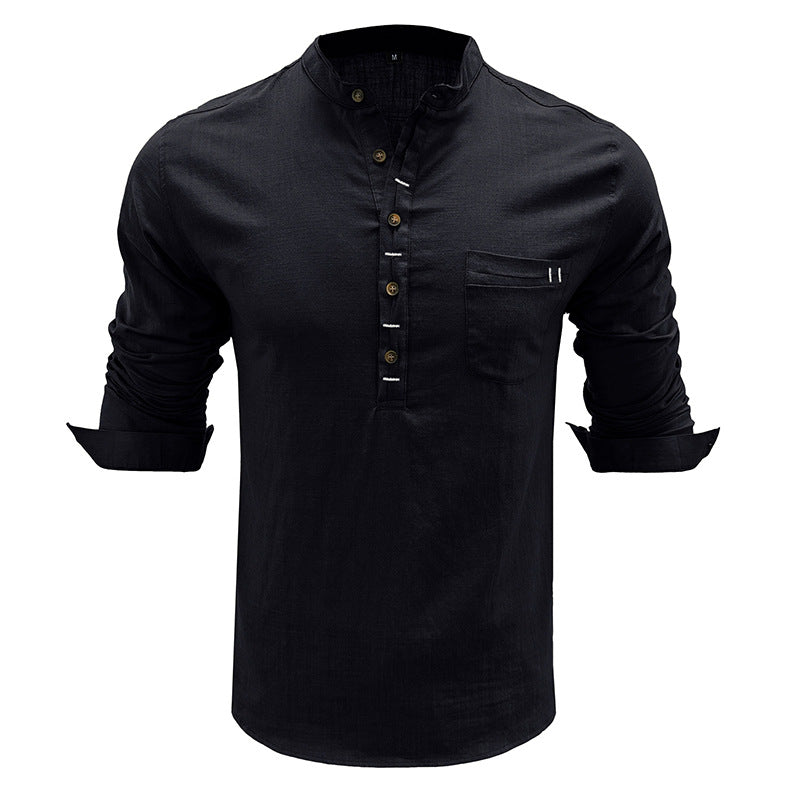 Men's  Cotton Linen Long Sleeve Shirt