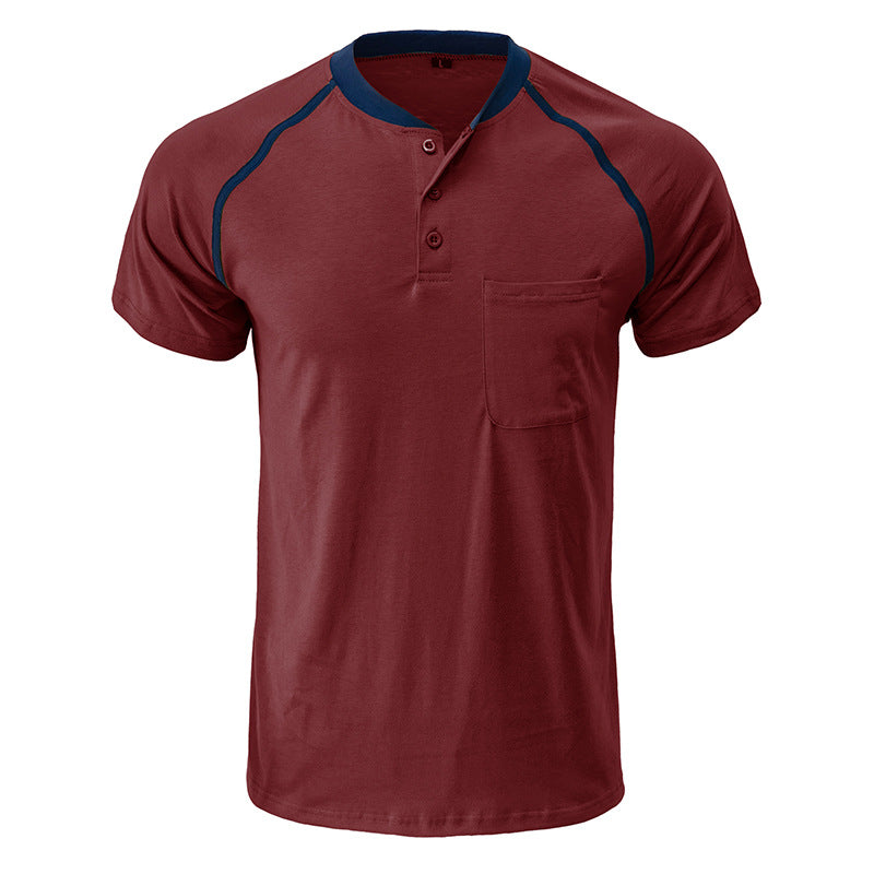 Henley Collar Cotton T-shirt