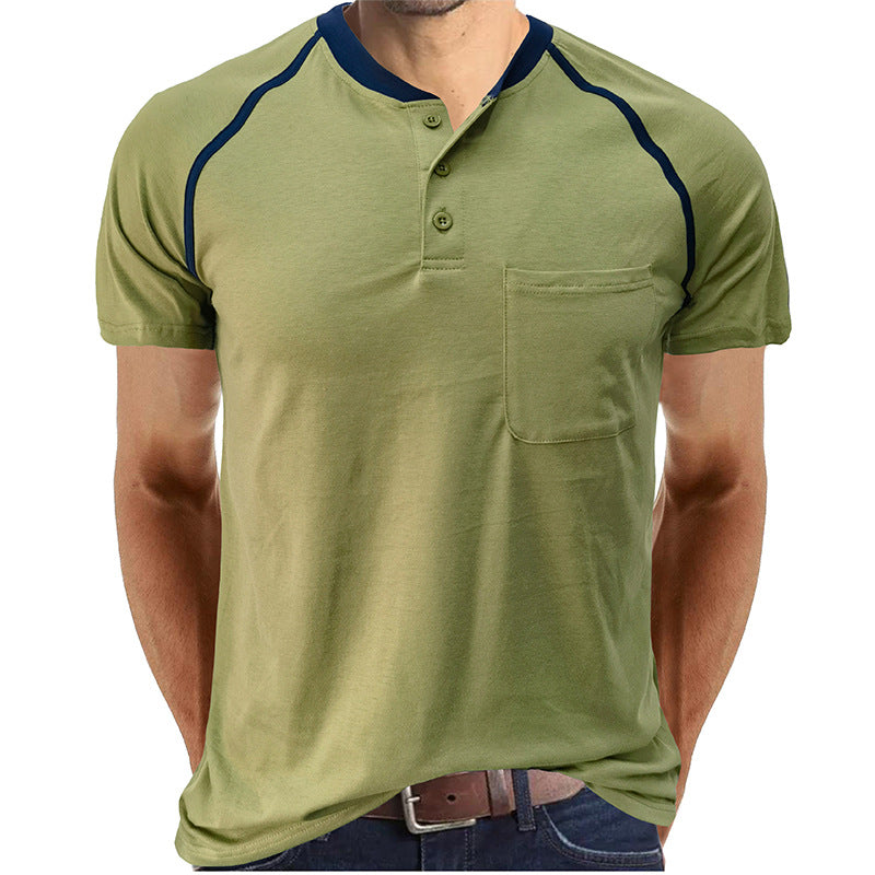 Henley Collar Cotton T-shirt