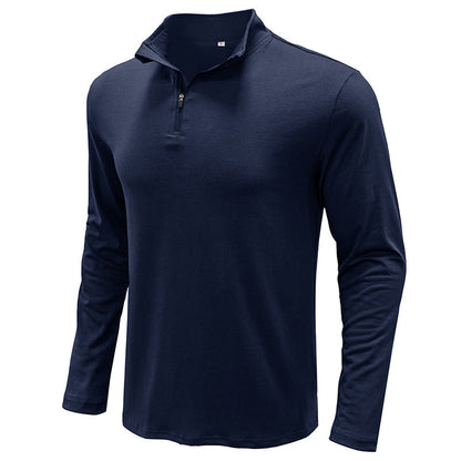 Men's Long Sleeve Polo Shirts Quarter-Zip Basic Cotton Shirts