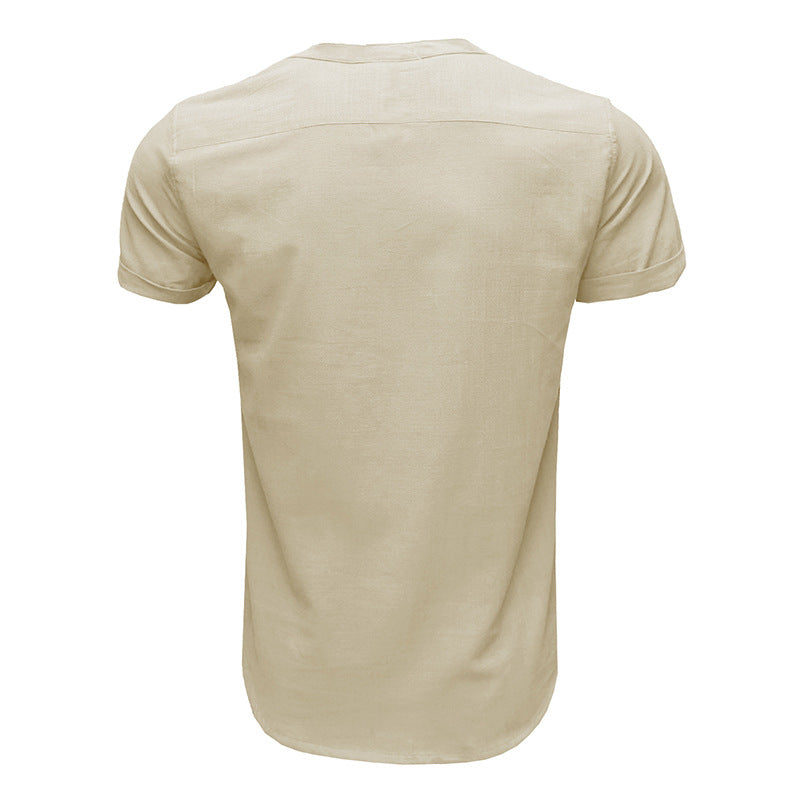 Men's Linen Cotton Summer Henley Shirt