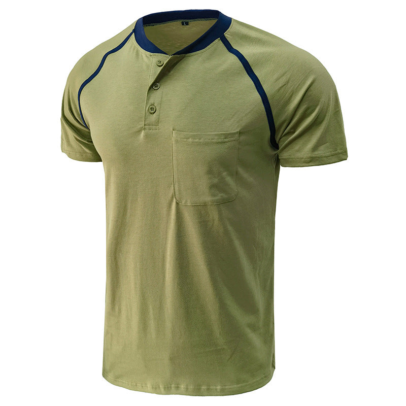 Henley Collar Cotton T-shirt