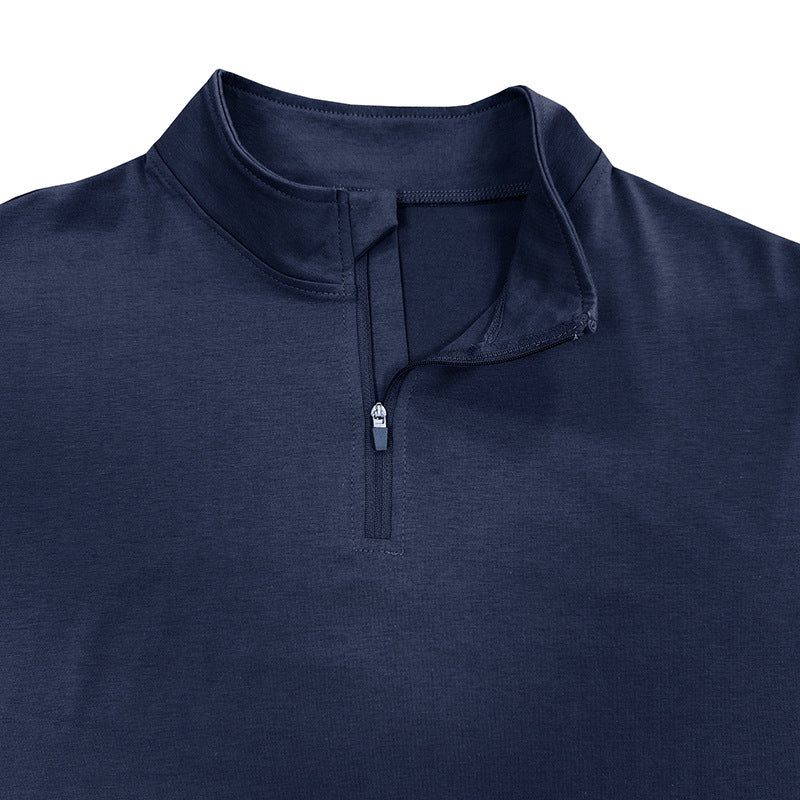 Men's Long Sleeve Polo Shirts Quarter-Zip Basic Cotton Shirts