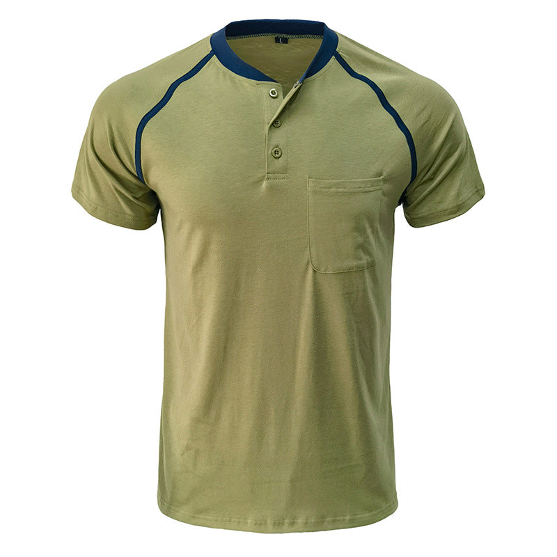 Henley Collar Cotton T-shirt