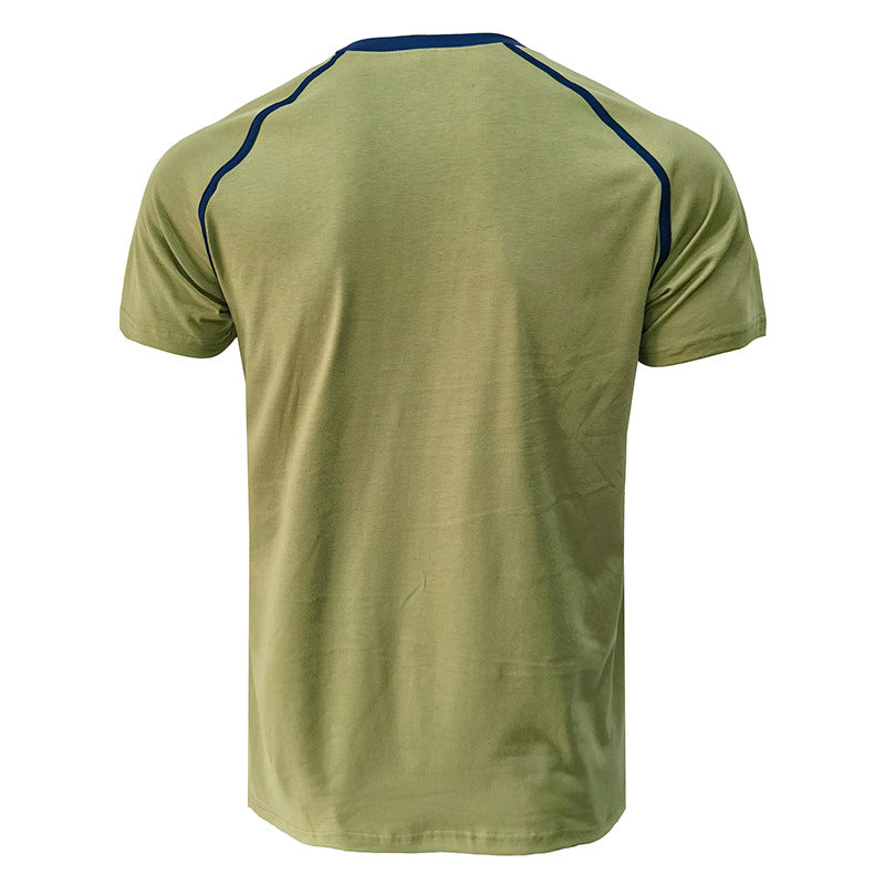 Henley Collar Cotton T-shirt