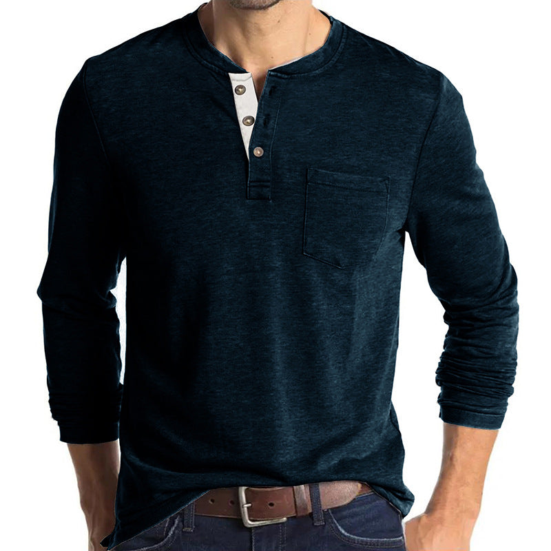 Men's Cotton Multi Colour Henley Collar Long Sleeve Shirts