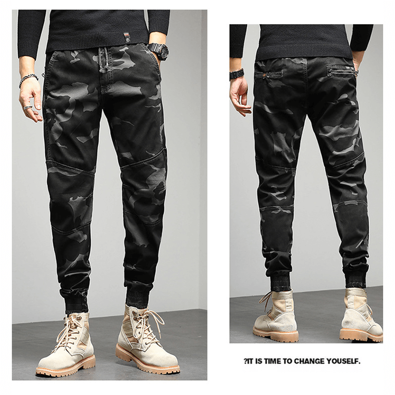Men Camouflage Elastic Waist Pants