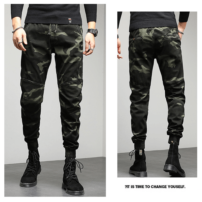 Men Camouflage Elastic Waist Pants
