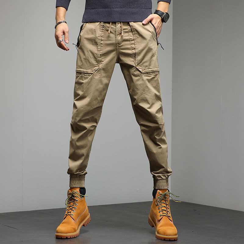 Men Cotton Elastic Waist Jogger Cargo Pants