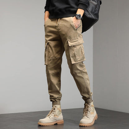 Men's Cotton Elastic Waist Pocket Pants